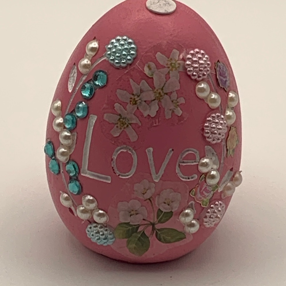 Decorative Pink Egg with Floral Design
